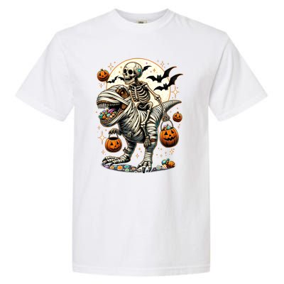 Skeleton Riding Mummy Dinosaur T Rex Halloween Great Gift Garment-Dyed Heavyweight T-Shirt