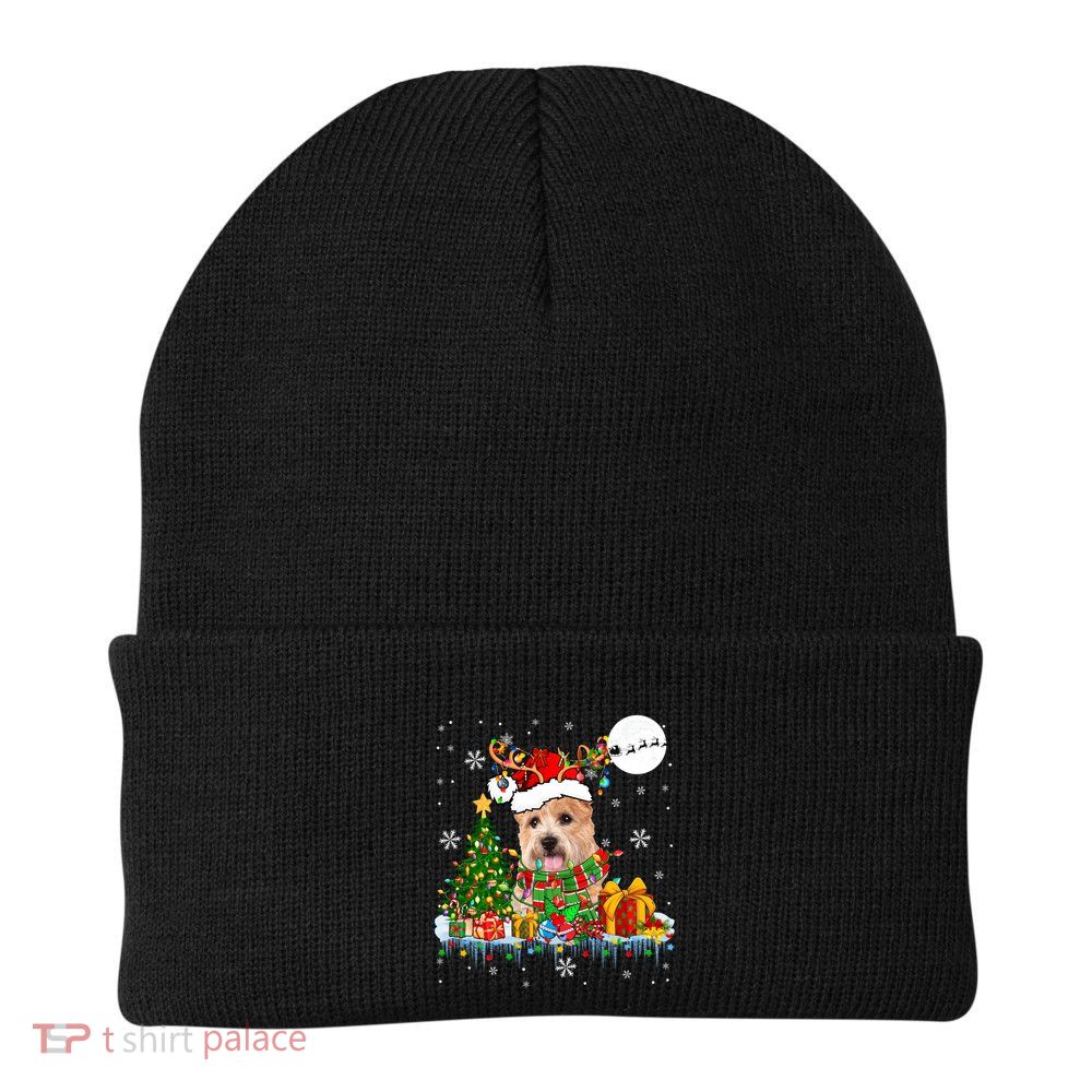 Santa Reindeer Norwich Terrier Xmas Tree Lights Dog Owner Gift Beanie