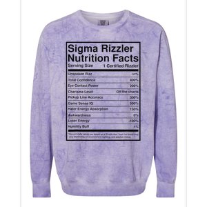 Sigma Rizzler Nutrition Facts W Rizz Meme Funny Gen Z Colorblast Crewneck Sweatshirt