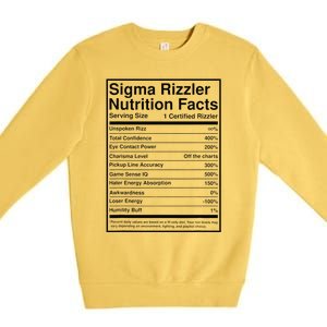 Sigma Rizzler Nutrition Facts W Rizz Meme Funny Gen Z Premium Crewneck Sweatshirt