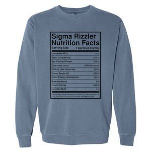 Sigma Rizzler Nutrition Facts W Rizz Meme Funny Gen Z Garment-Dyed Sweatshirt