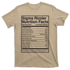 Sigma Rizzler Nutrition Facts W Rizz Meme Funny Gen Z T-Shirt