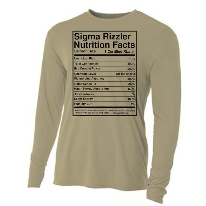 Sigma Rizzler Nutrition Facts W Rizz Meme Funny Gen Z Cooling Performance Long Sleeve Crew