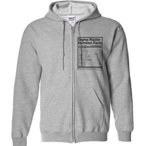 Sigma Rizzler Nutrition Facts W Rizz Meme Funny Gen Z Full Zip Hoodie