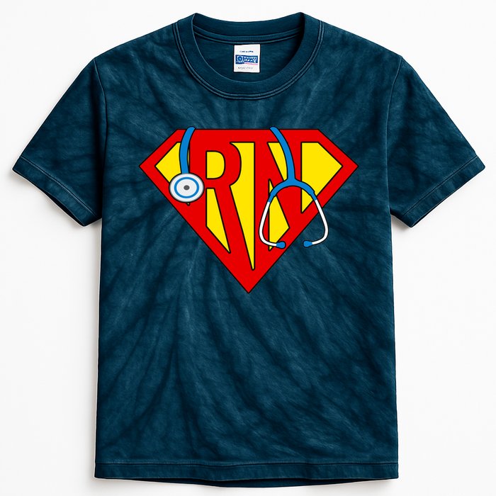 Super RN Nurse Register Nurse Halloween Costume Kids Tie-Dye T-Shirt