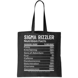 Sigma Rizzler Nutrition Facts Rizz Funny Rizzler Sayin Meme Tote Bag