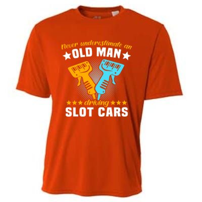 Slot Racing Never Understimate Old Driving Slot Car Gift Cooling Performance Crew T-Shirt