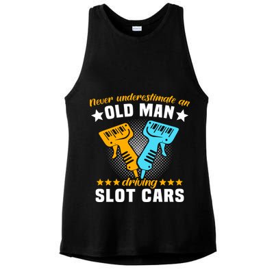 Slot Racing Never Understimate Old Driving Slot Car Gift Ladies PosiCharge Tri-Blend Wicking Tank