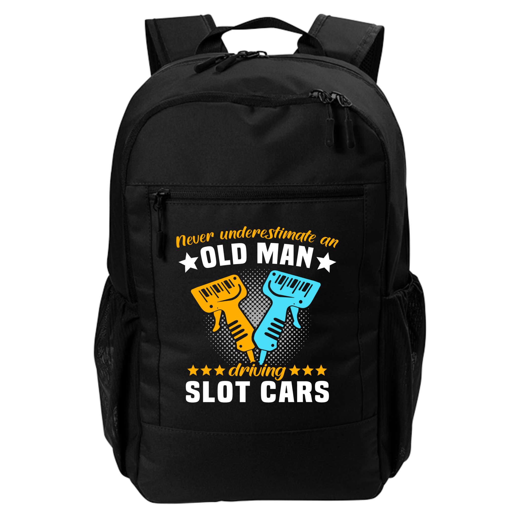 Slot Racing Never Understimate Old Driving Slot Car Gift Backpack