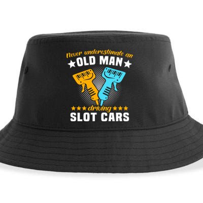 Slot Racing Never Understimate Old Driving Slot Car Gift Sustainable Bucket Hat