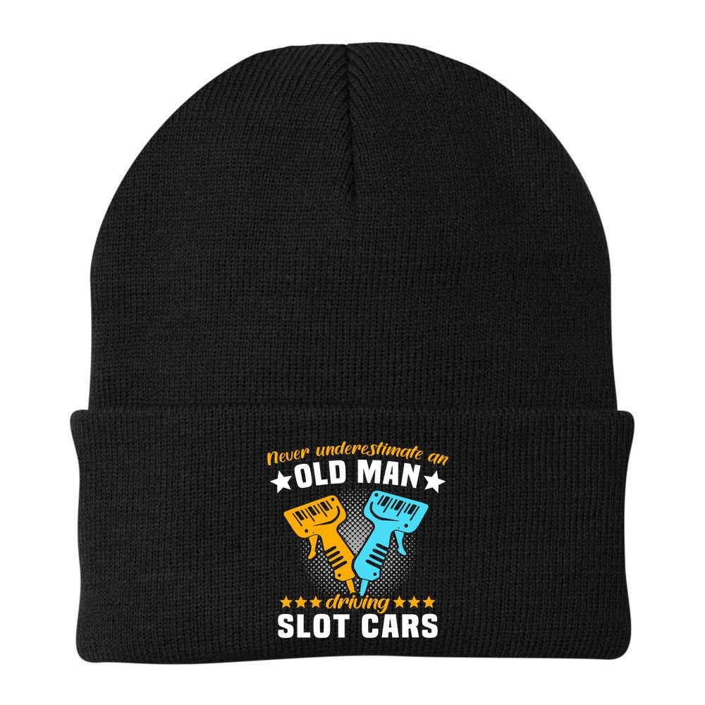 Slot Racing Never Understimate Old Driving Slot Car Gift Beanie