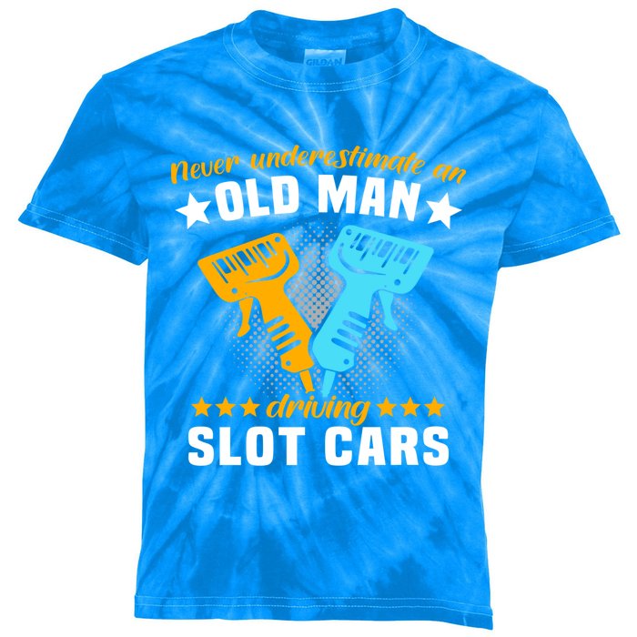 Slot Racing Never Understimate Old Driving Slot Car Gift Kids Tie-Dye T-Shirt