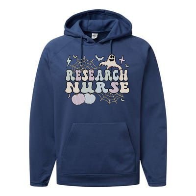 Spooky Research Nurse Halloween Research Nursing Great Gift Performance Fleece Hoodie