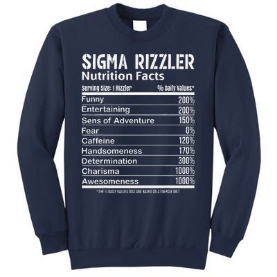 Sigma Rizzler Nutrition Facts Rizz Funny Rizzler Sayin Meme Sweatshirt