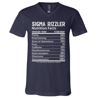 Sigma Rizzler Nutrition Facts Rizz Funny Rizzler Sayin Meme V-Neck T-Shirt