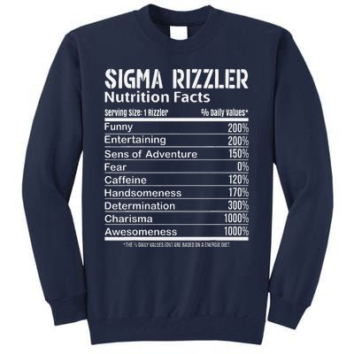 Sigma Rizzler Nutrition Facts Rizz Funny Rizzler Sayin Meme Tall Sweatshirt