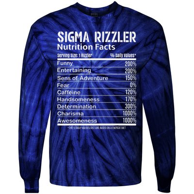 Sigma Rizzler Nutrition Facts Rizz Funny Rizzler Sayin Meme Tie-Dye Long Sleeve Shirt