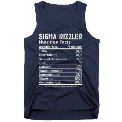 Sigma Rizzler Nutrition Facts Rizz Funny Rizzler Sayin Meme Tank Top