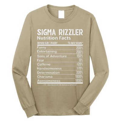 Sigma Rizzler Nutrition Facts Rizz Funny Rizzler Sayin Meme Long Sleeve Shirt