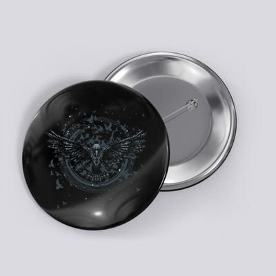 Scandinavian Raven Nordic Mythology Valhalla Odin Viking Button