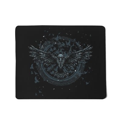 Scandinavian Raven Nordic Mythology Valhalla Odin Viking Mousepad