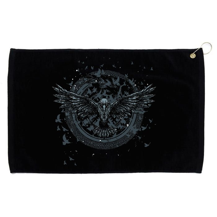 Scandinavian Raven Nordic Mythology Valhalla Odin Viking Grommeted Golf Towel