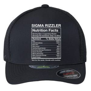 Sigma Rizzler Nutrition Facts Funny Rizz Brainrot Meme Flexfit Unipanel Trucker Cap