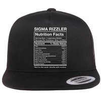 Sigma Rizzler Nutrition Facts Funny Rizz Brainrot Meme Flat Bill Trucker Hat