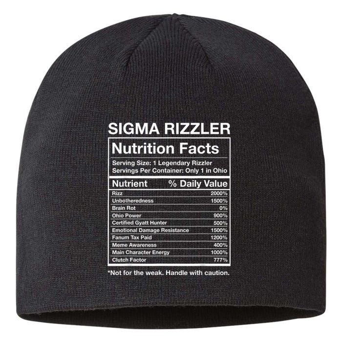 Sigma Rizzler Nutrition Facts Funny Rizz Brainrot Meme Sustainable Beanie