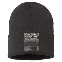 Sigma Rizzler Nutrition Facts Funny Rizz Brainrot Meme Sustainable Knit Beanie