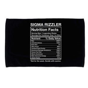 Sigma Rizzler Nutrition Facts Funny Rizz Brainrot Meme Microfiber Hand Towel