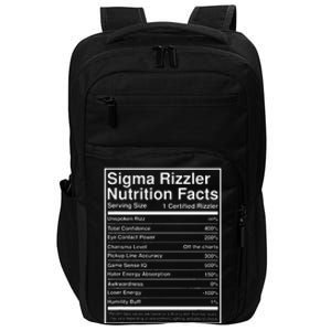 Sigma Rizzler Nutrition Facts W Rizz Meme Funny Gen Z Impact Tech Backpack