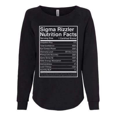 Sigma Rizzler Nutrition Facts W Rizz Meme Funny Gen Z Womens California Wash Sweatshirt