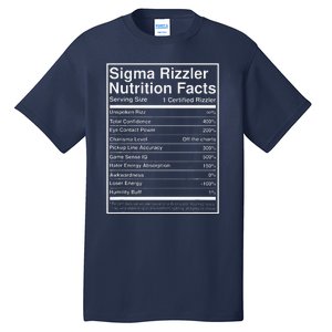 Sigma Rizzler Nutrition Facts W Rizz Meme Funny Gen Z Tall T-Shirt