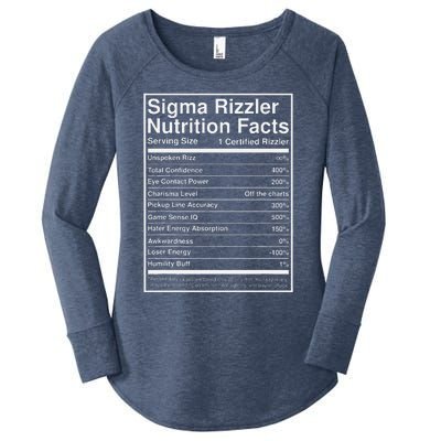 Sigma Rizzler Nutrition Facts W Rizz Meme Funny Gen Z Women's Perfect Tri Tunic Long Sleeve Shirt