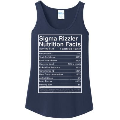 Sigma Rizzler Nutrition Facts W Rizz Meme Funny Gen Z Ladies Essential Tank