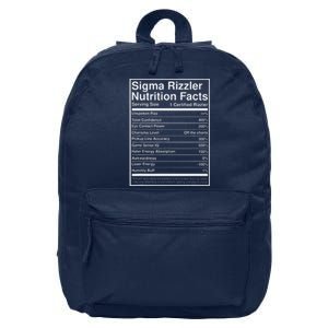 Sigma Rizzler Nutrition Facts W Rizz Meme Funny Gen Z 16 in Basic Backpack