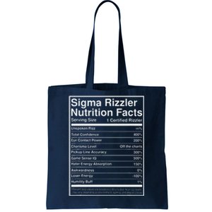 Sigma Rizzler Nutrition Facts W Rizz Meme Funny Gen Z Tote Bag