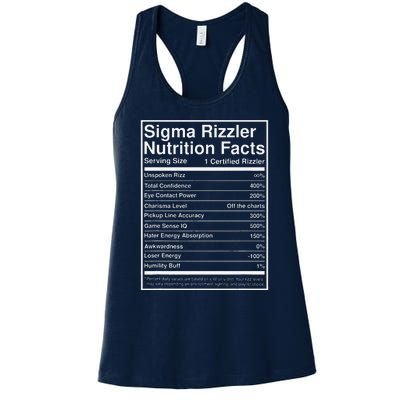 Sigma Rizzler Nutrition Facts W Rizz Meme Funny Gen Z Women's Racerback Tank