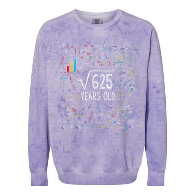 Square Root Of 625 25th Birthday 25 Year Old Gifts Math Bday Colorblast Crewneck Sweatshirt