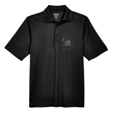 Square Root Of 625 25th Birthday 25 Year Old Gifts Math Bday Men's Origin Performance Pique Polo