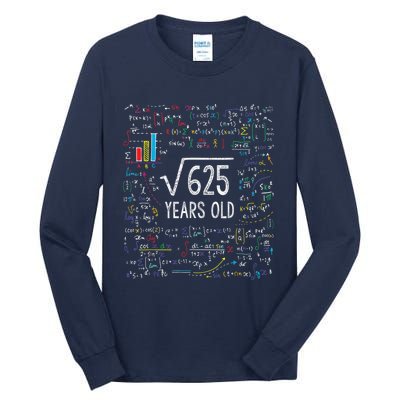 Square Root Of 625 25th Birthday 25 Year Old Gifts Math Bday Tall Long Sleeve T-Shirt