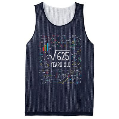 Square Root Of 625 25th Birthday 25 Year Old Gifts Math Bday Mesh Reversible Basketball Jersey Tank