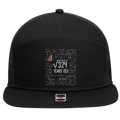 Square Root Of 324 18th Birthday 18 Year Old Gifts Math Bday 7 Panel Mesh Trucker Snapback Hat