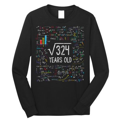 Square Root Of 324 18th Birthday 18 Year Old Gifts Math Bday Long Sleeve Shirt