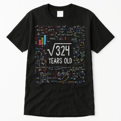 Square Root Of 324 18th Birthday 18 Year Old Gifts Math Bday Tall T-Shirt