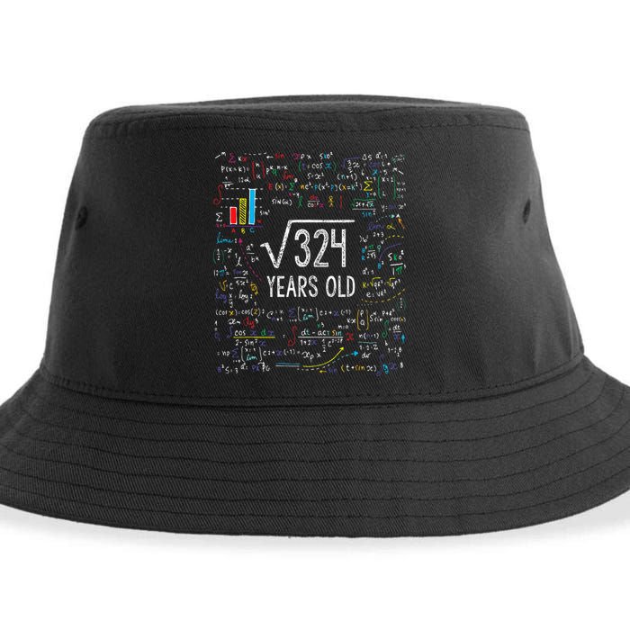 Square Root Of 324 18th Birthday 18 Year Old Gifts Math Bday Sustainable Bucket Hat