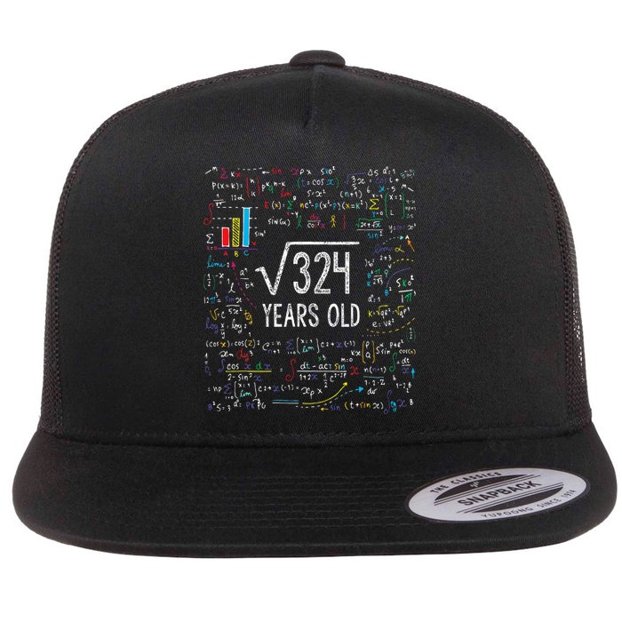 Square Root Of 324 18th Birthday 18 Year Old Gifts Math Bday Flatbill Hat