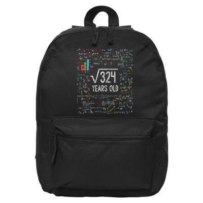 Square Root Of 324 18th Birthday 18 Year Old Gifts Math Bday 16 in Basic Backpack