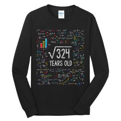 Square Root Of 324 18th Birthday 18 Year Old Gifts Math Bday Tall Long Sleeve T-Shirt